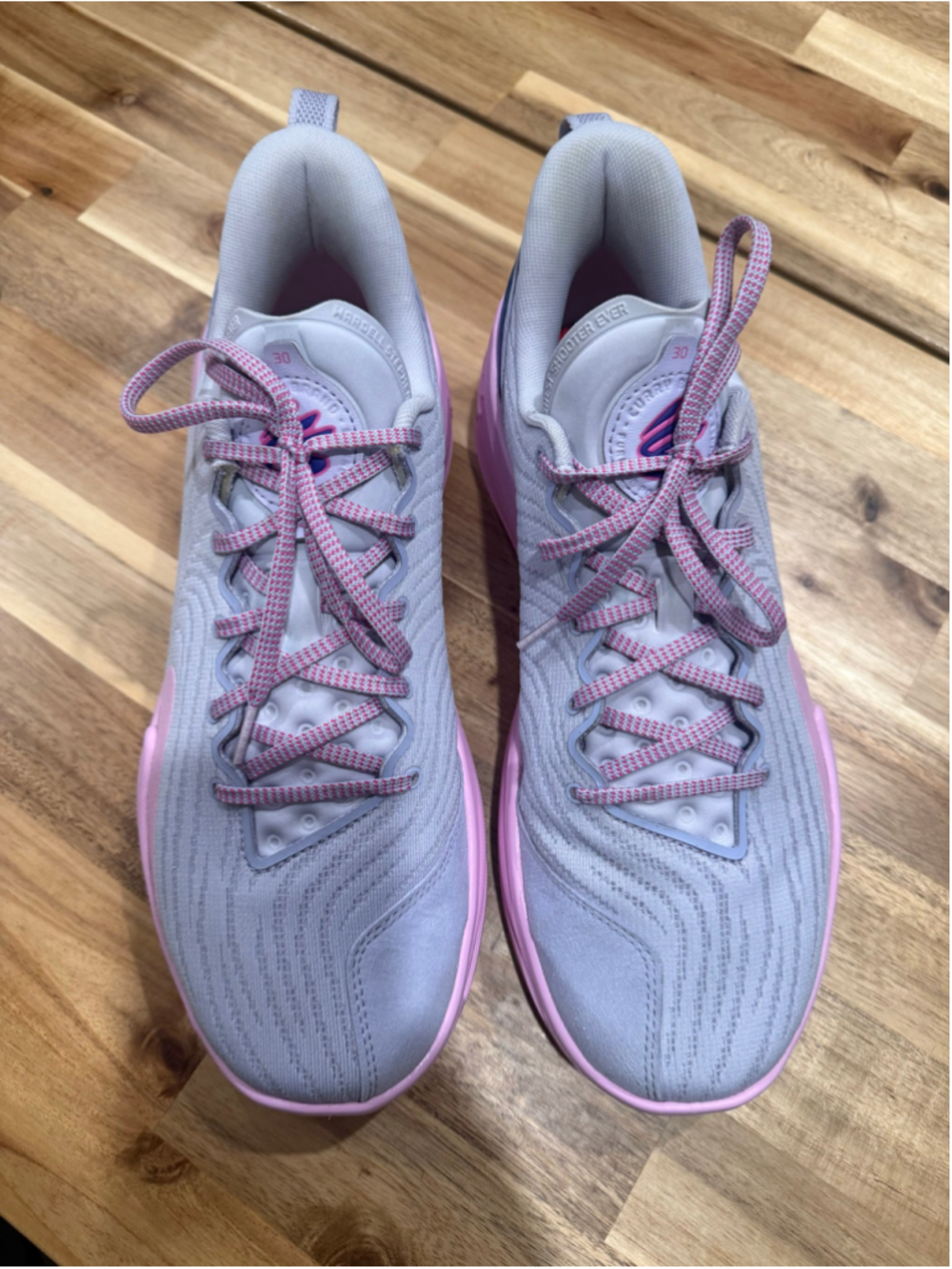 Men’s Under Armour Curry Athletic Shoes purple and Pink - Picture 3 of 7